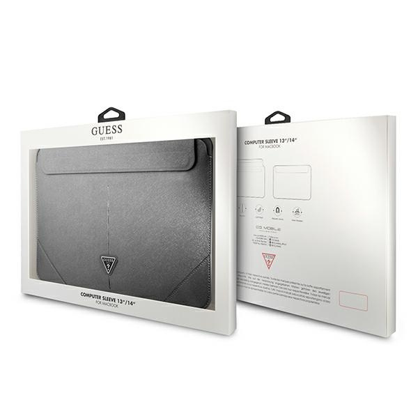Kryt Guess Sleeve GUCS14PSATLG 13/14 inch silver Saffiano Triangle Logo