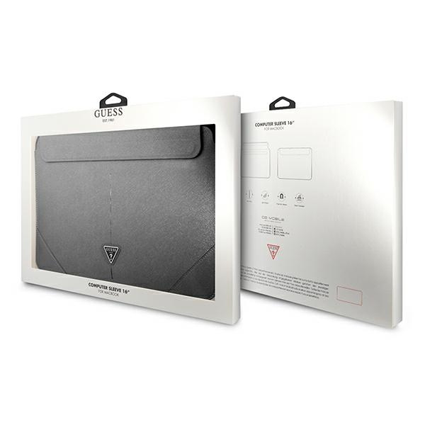 Kryt Guess Sleeve GUCS16PSATLG 16 inch silver Saffiano Triangle Logo