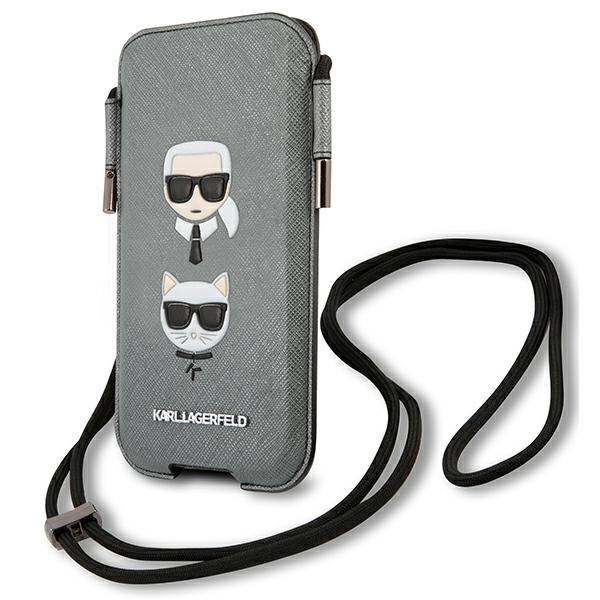 Kryt Karl Lagerfeld KLHCP12LOPHKCG 6.7 inch grey hardcase Saffiano Ikonik Karl&Choupette Head