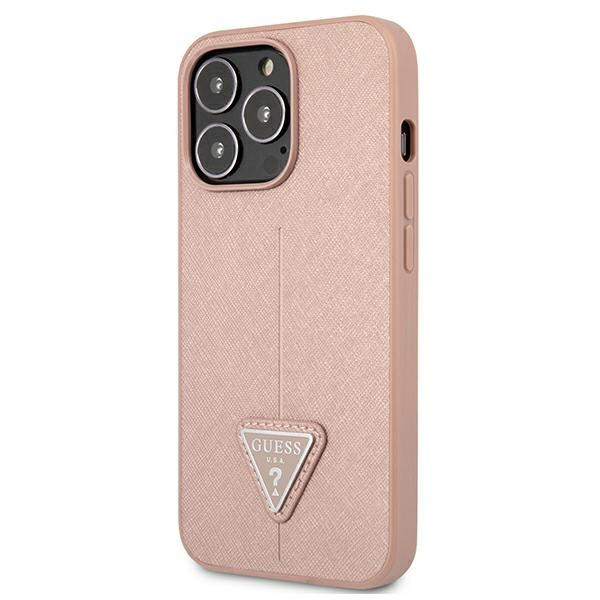 Kryt Guess GUHCP13LPSATLP Apple iPhone 13 Pro pink hardcase Saffiano Triangle Logo