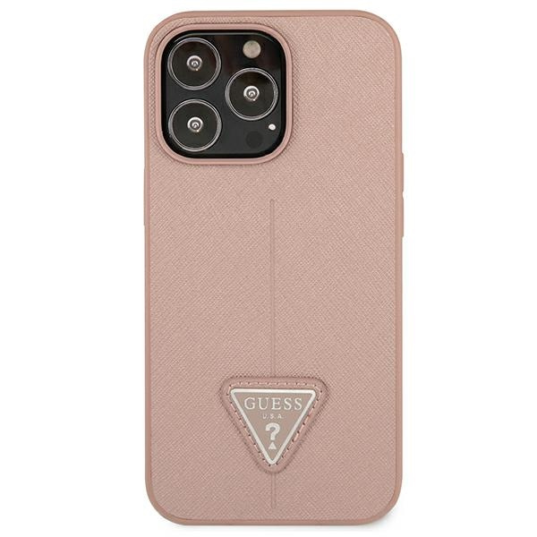 Kryt Guess GUHCP13LPSATLP Apple iPhone 13 Pro pink hardcase Saffiano Triangle Logo