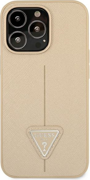 Kryt Guess GUHCP13LPSATLE Apple iPhone 13 Pro beige hardcase Saffiano Triangle Logo