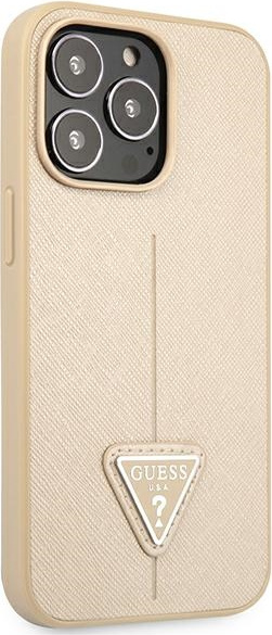 Kryt Guess GUHCP13LPSATLE Apple iPhone 13 Pro beige hardcase Saffiano Triangle Logo