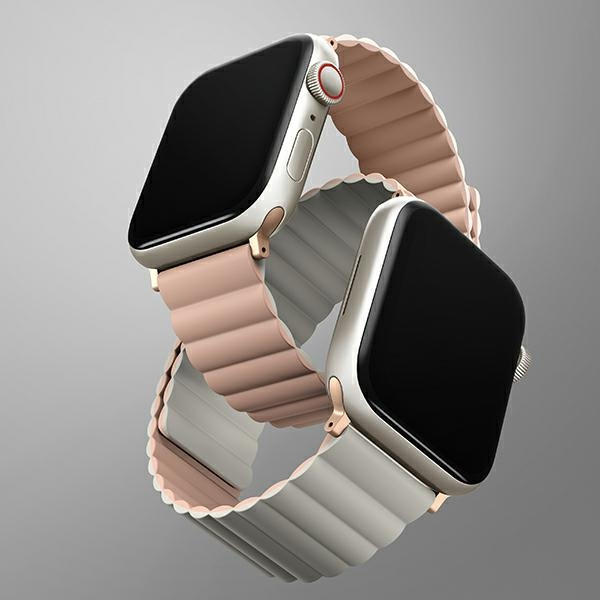Kryt UNIQ Revix strap Apple Watch 4/5/6/7/SE/8/9/Ultra 44/45/49mm Reversible Magnetic pink-beige