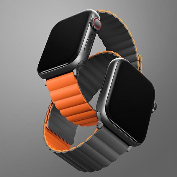 Kryt UNIQ Revix strap Apple Watch 4/5/6/7/SE/8/9/Ultra 44/45/49mm Reversible Magnetic grey-orange