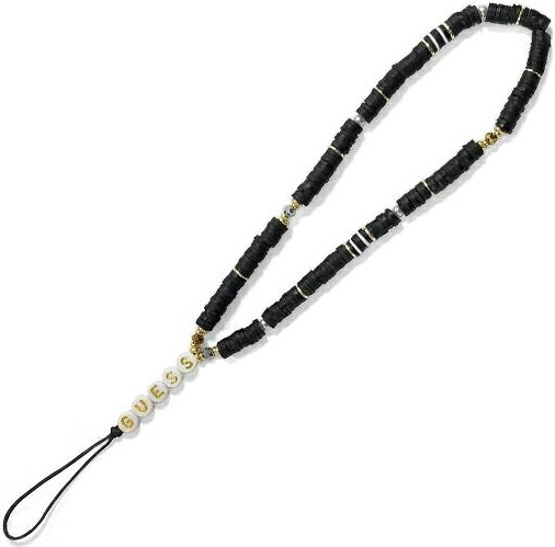 Šňůrka na mobil Guess GUSTPEARK Phone Strap black Heishi Beads
