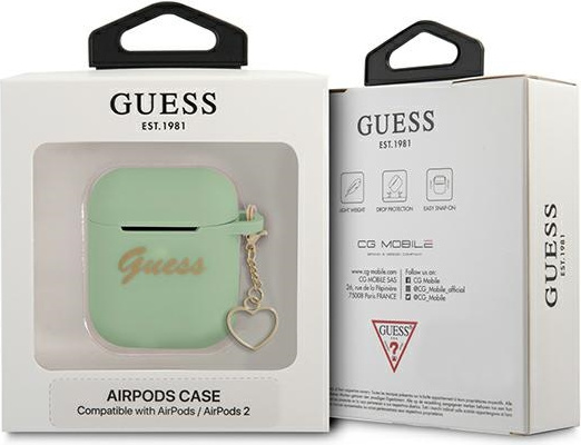 Kryt Guess GUA2LSCHSN Apple AirPods green Silicone Charm Heart Collection