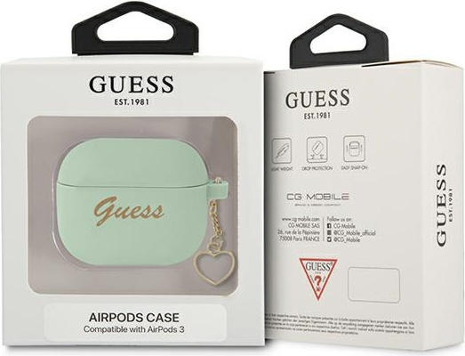 Kryt Guess GUA3LSCHSN Apple AirPods 3 green Silicone Charm Heart Collection