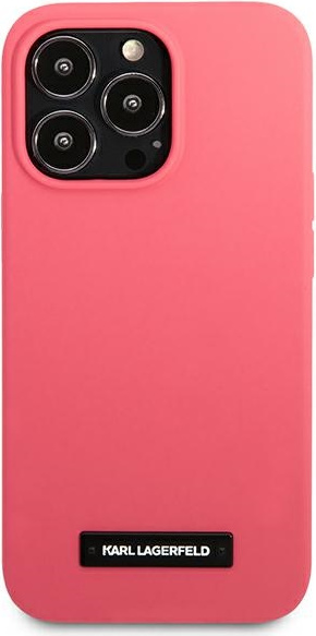 Kryt Karl Lagerfeld KLHCP13XSLMP1PI Apple iPhone 13 Pro Max hardcase fuchsia Silicone Plaque