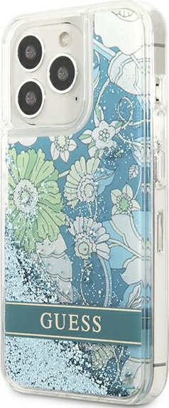 Kryt Guess GUHCP13LLFLSN Apple iPhone 13 Pro green hardcase Flower Liquid Glitter