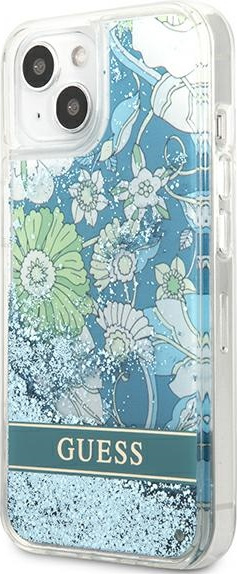 Kryt Guess GUHCP13SLFLSN Apple iPhone 13 mini green hardcase Flower Liquid Glitter