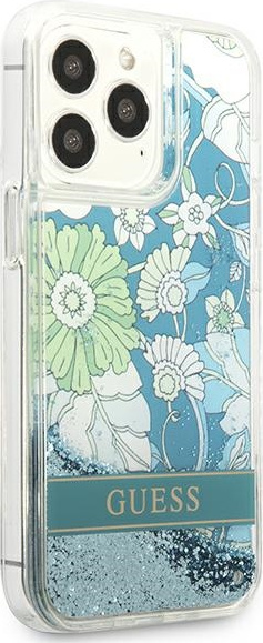 Kryt Guess GUHCP13XLFLSN Apple iPhone 13 Pro Max green hardcase Flower Liquid Glitter