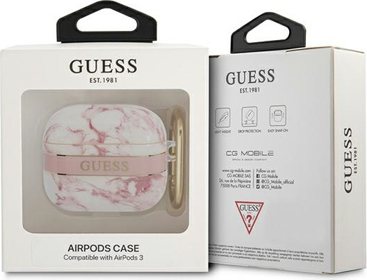 Kryt Guess GUA3HCHMAP Apple AirPods 3 pink Marble Strap Collection