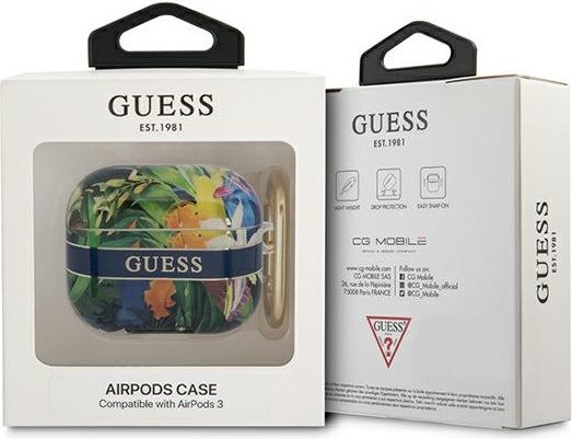 Kryt Guess GUA3HHFLB Apple AirPods 3 blue Flower Strap Collection