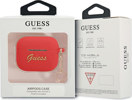Kryt Guess GUA3LSCHSR Apple AirPods 3 red Silicone Charm Heart Collection
