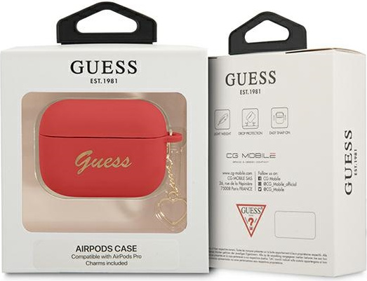 Kryt Guess GUAPLSCHSR Apple AirPods 3 red Silicone Charm Heart Collection