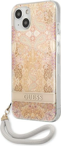 Kryt Guess GUHCP13SHFLSD Apple iPhone 13 mini gold hardcase Flower Strap