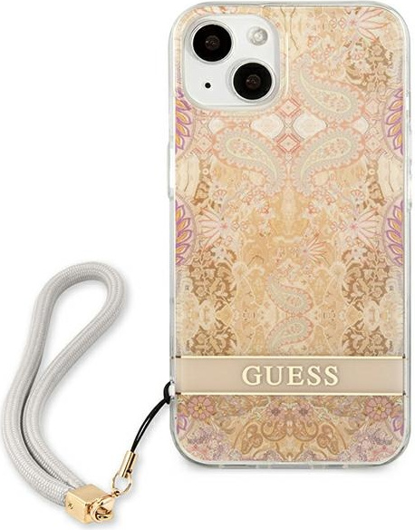 Kryt Guess GUHCP13SHFLSD Apple iPhone 13 mini gold hardcase Flower Strap