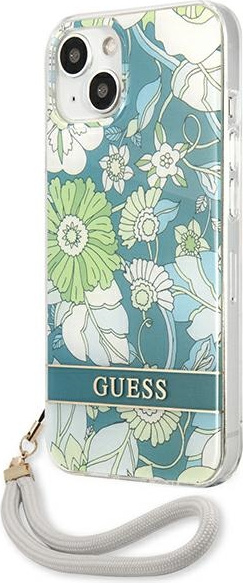 Kryt Guess GUHCP13SHFLSN Apple iPhone 13 mini green hardcase Flower Strap