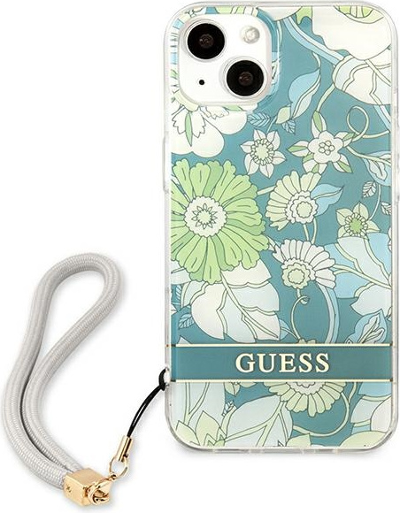 Kryt Guess GUHCP13SHFLSN Apple iPhone 13 mini green hardcase Flower Strap