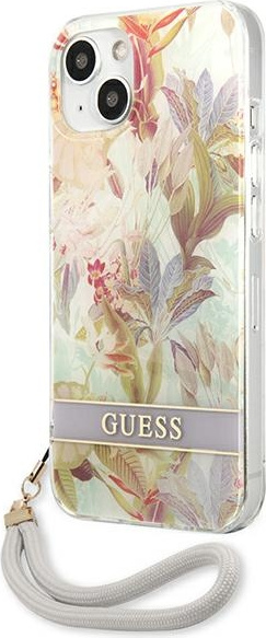 Kryt Guess GUHCP13SHFLSU Apple iPhone 13 mini purple hardcase Flower Strap