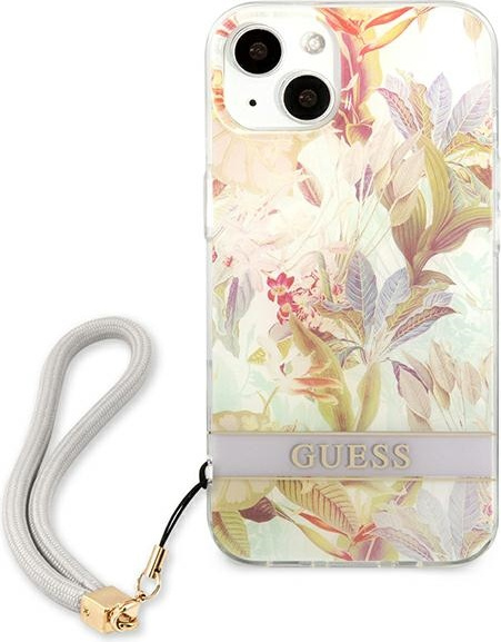 Kryt Guess GUHCP13SHFLSU Apple iPhone 13 mini purple hardcase Flower Strap