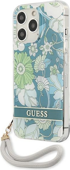 Kryt Guess GUHCP13XHFLSN Apple iPhone 13 Pro Max green hardcase Flower Strap