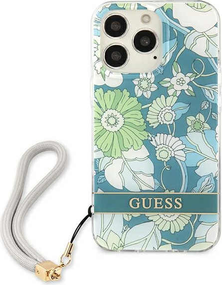 Kryt Guess GUHCP13XHFLSN Apple iPhone 13 Pro Max green hardcase Flower Strap