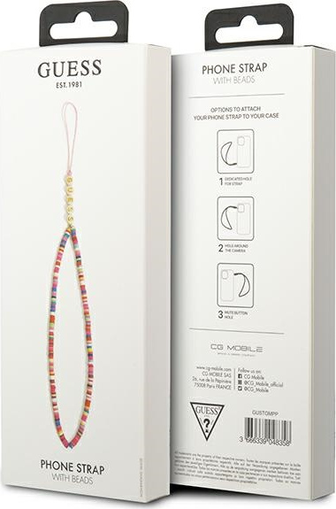 Šňůrka na mobil Guess GUSTGMPP Phone Strap multicolor pink Heishi Beads
