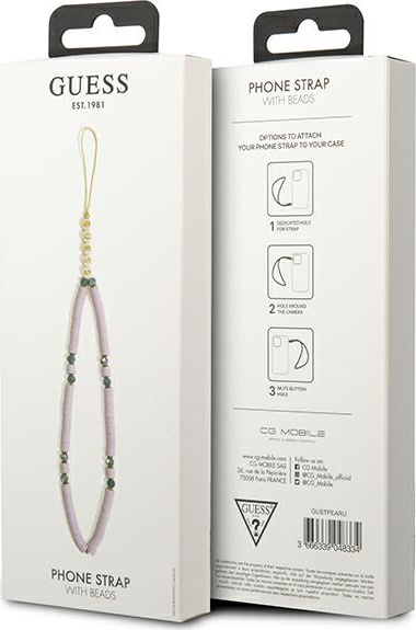Šňůrka na mobil Guess GUSTPEARU Phone Strap lilac Heishi Beads