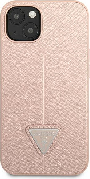 Kryt Guess GUHCP13SPSATLP Apple iPhone 13 mini pink hardcase Saffiano Triangle Logo