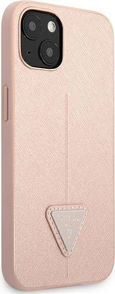 Kryt Guess GUHCP13SPSATLP Apple iPhone 13 mini pink hardcase Saffiano Triangle Logo