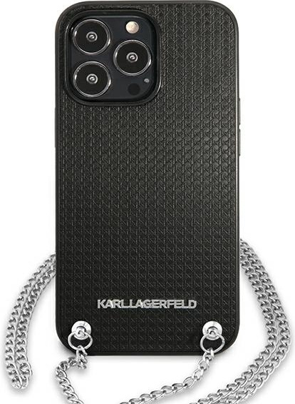 Kryt Karl Lagerfeld KLHCP13LPMK Apple iPhone 13 Pro hardcase black Leather Textured and Chain