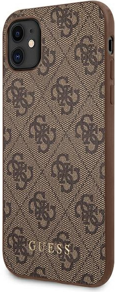 Kryt Guess GUHCN61G4GFBR Apple iPhone 11 brown hard case 4G Metal Gold Logo