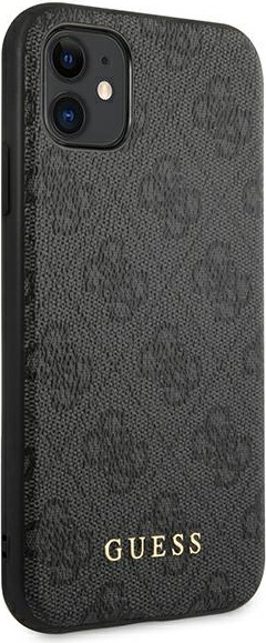 Kryt Guess GUHCN61G4GFGR Apple iPhone 11 grey hard case 4G Metal Gold Logo