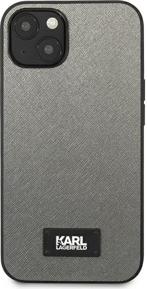 Kryt Karl Lagerfeld KLHCP13MSFMP2DG Apple iPhone 13 hardcase silver Saffiano Plaque