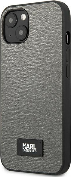 Kryt Karl Lagerfeld KLHCP13SSFMP2DG Apple iPhone 13 mini hardcase silver Saffiano Plaque