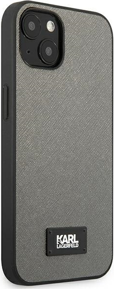 Kryt Karl Lagerfeld KLHCP13SSFMP2DG Apple iPhone 13 mini hardcase silver Saffiano Plaque
