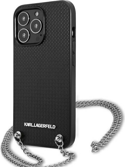 Kryt Karl Lagerfeld KLHCP13XPMK Apple iPhone 13 Pro Max hardcase black Leather Textured and Chain