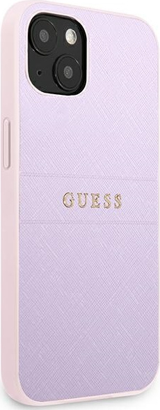 Kryt Guess GUHCP13SPSASBPU Apple iPhone 13 mini purple Saffiano Hot Stamp & Metal Logo