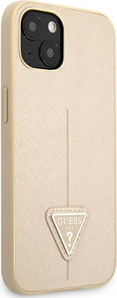 Kryt Guess GUHCP13SPSATLE Apple iPhone 13 mini beige hardcase Saffiano Triangle Logo