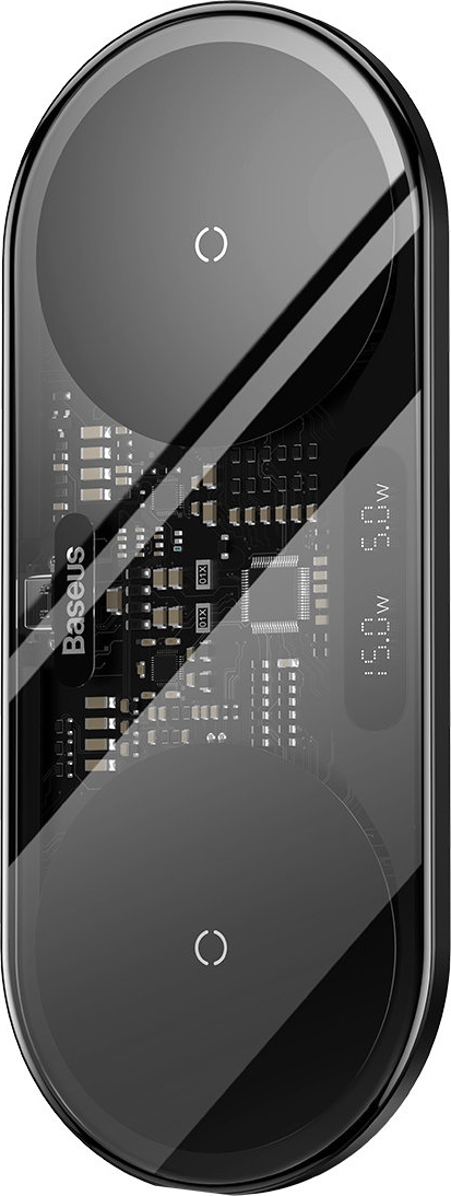 Bezdrátová nabíječka Baseus Digital LED Display dual wireless charger with digital display 20W black