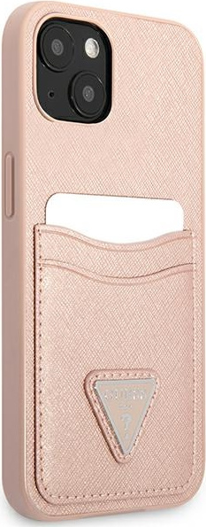 Kryt Guess GUHCP13MPSATPP Apple iPhone 13 pink hardcase SaffianoTriangle Logo Cardslot