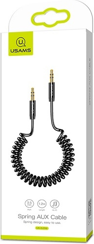 USAMS Adapter Spring audio jack 3,5mm - 3,5mm 1,2m black SJ256YP01 (US-SJ256)