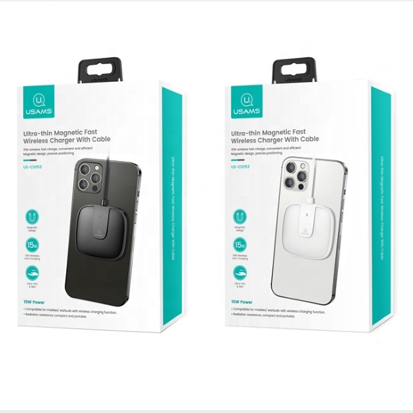 Bezdrátová nabíječka USAMS Wireless Charger US-CD153 magnetic 15W Apple iPhone 12 series white CD153DZ02