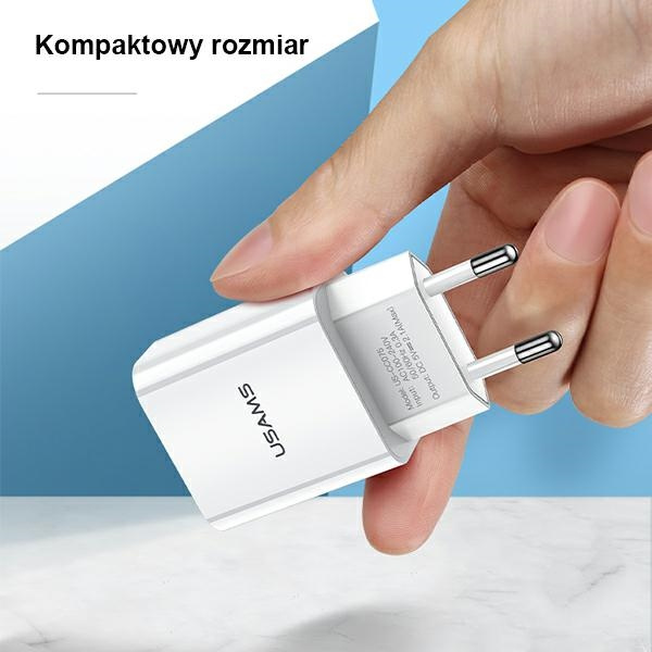 Síťová nabíječka USAMS  1xUSB T18 2,1A white Fast Charging CC075TC01