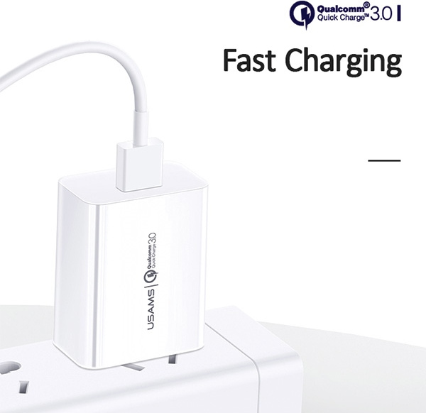 Síťová nabíječka USAMS  1xUSB T22 18W 3A QC3.0 Fast Charging white CC83TC01 (US-CC083)