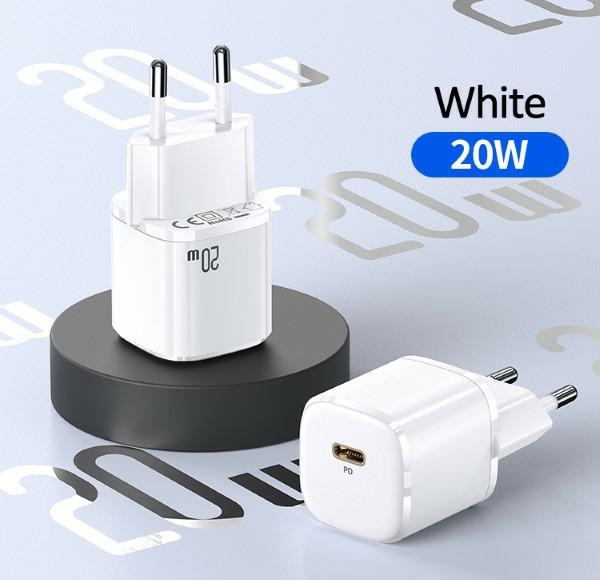 Síťová nabíječka USAMS 1xUSB-C T36 mini 20W PD3.0 Fast Charging white CC124TC02 (US-CC124)
