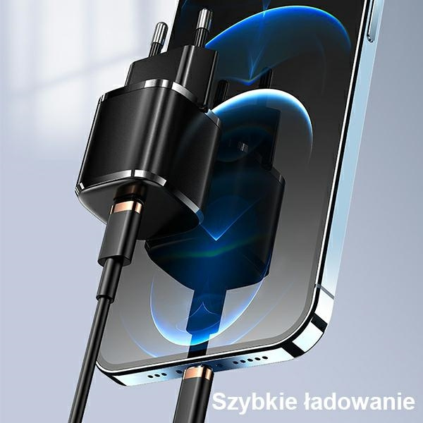 Síťová nabíječka USAMS  1xUSB-C T36 mini 20W + cable USB-C-Lightning black PD3.0 Fast Charging XFKXLOGTL01 (US-CC124+US-SJ484)