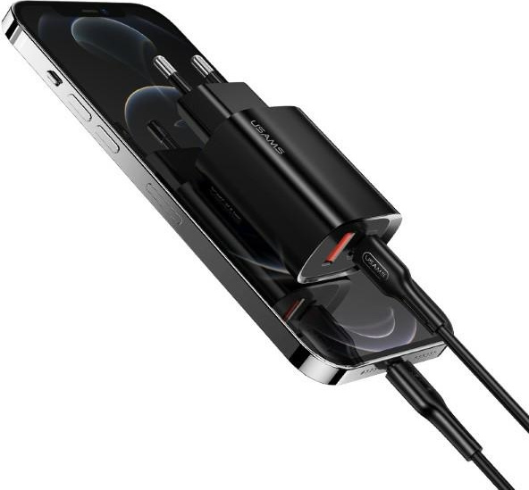 Síťová nabíječka USAMS  1xUSB-C+1xUSB T35 20W PD3.0 +QC3.0 Fast Charging black CC121TC02 (US-CC121)
